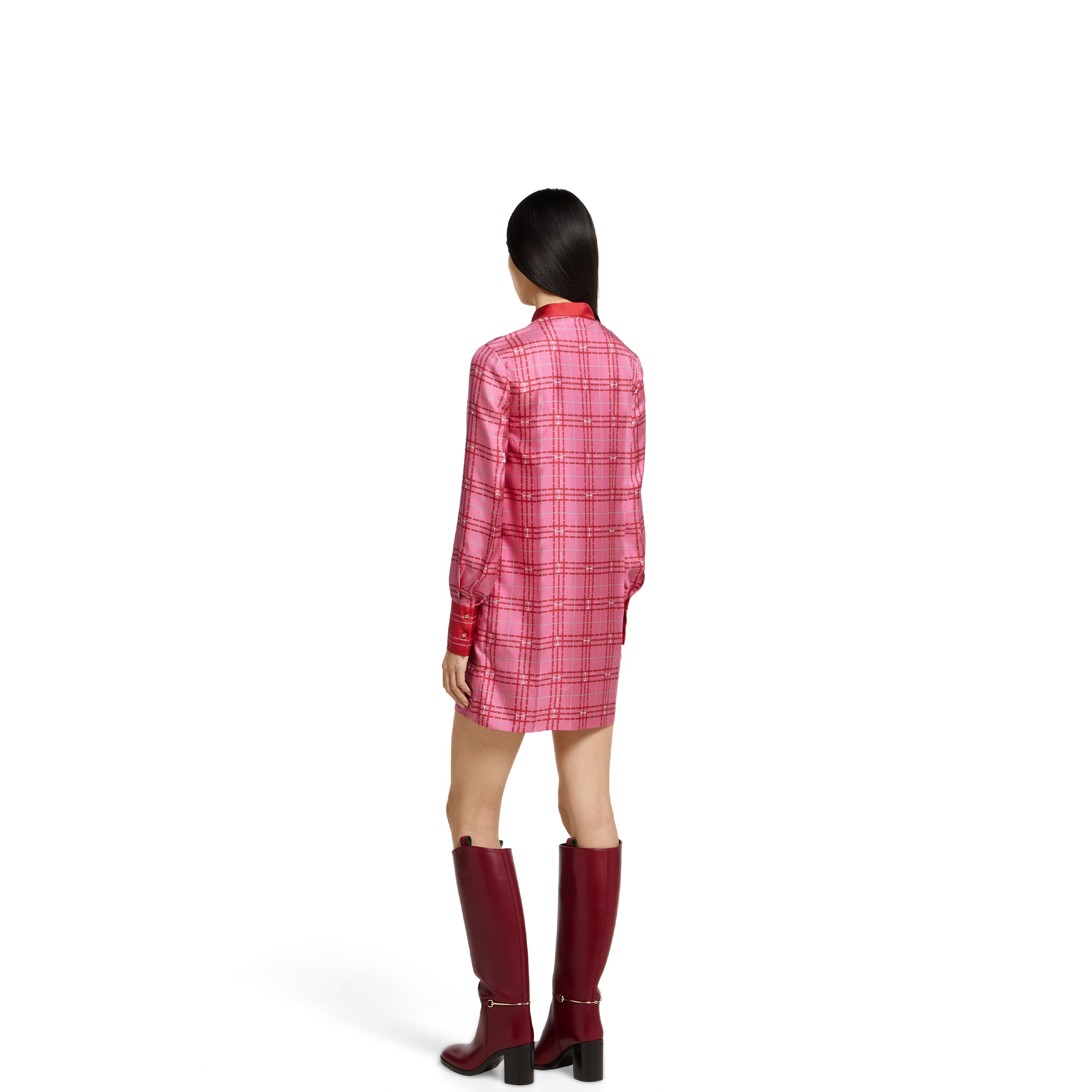 Printed silk twill dress - 4