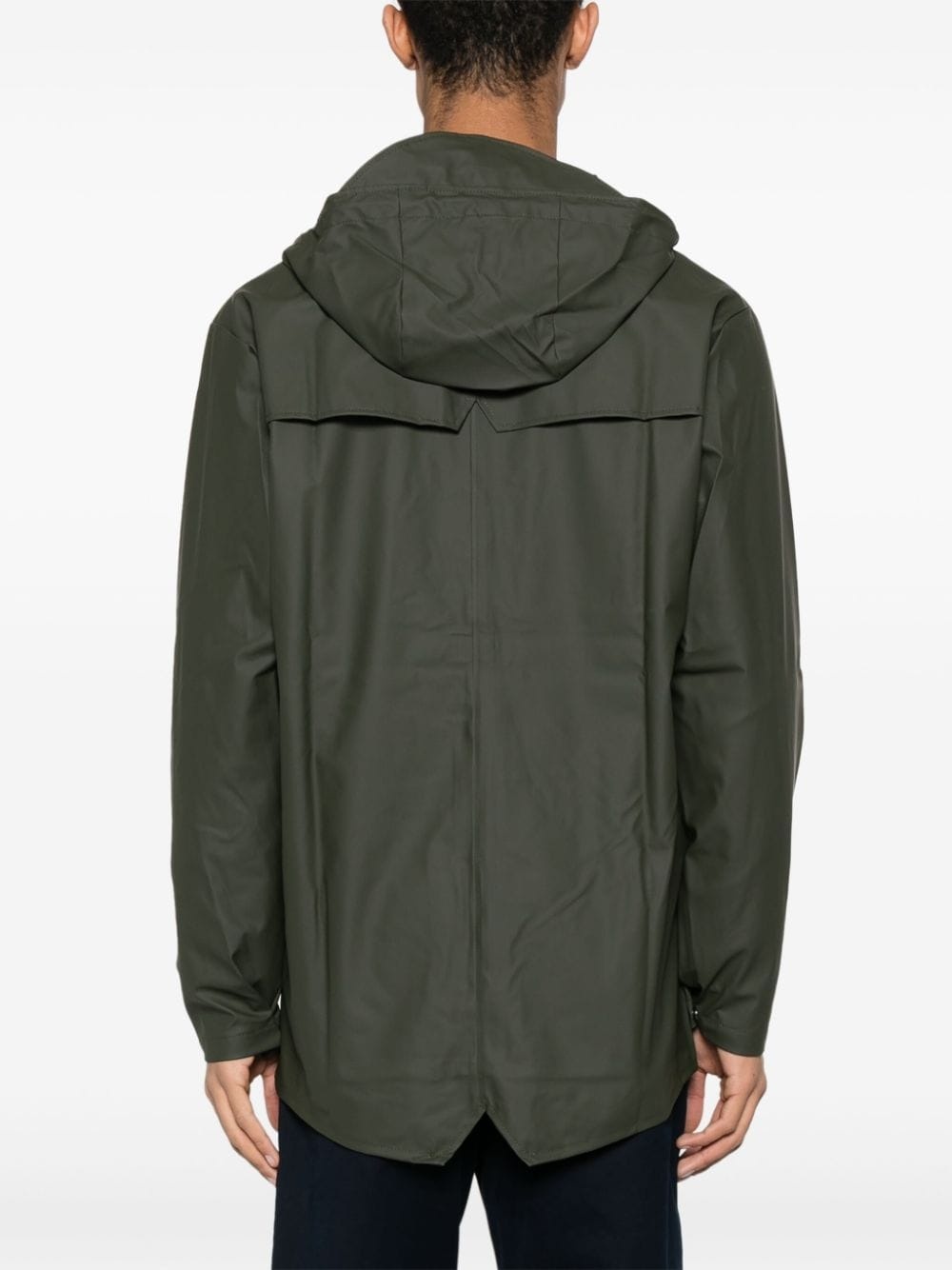 drawstring-hood buttoned rain jacket - 5