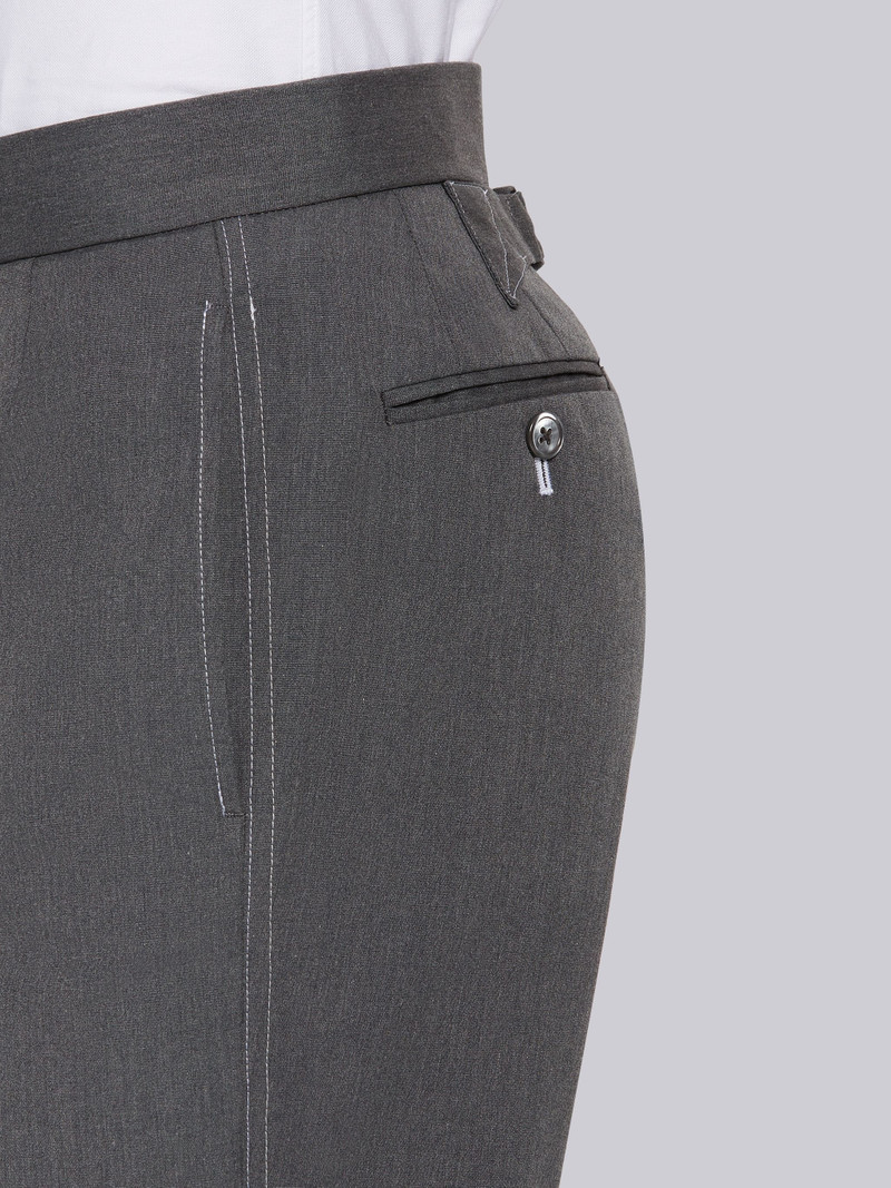 Medium Grey Cotton Typewriter Cloth Double Needle Stitch Classic Trouser 5