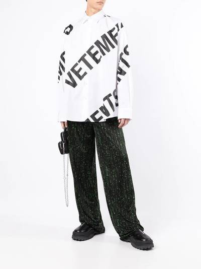 VETEMENTS code-print straight-leg trousers outlook