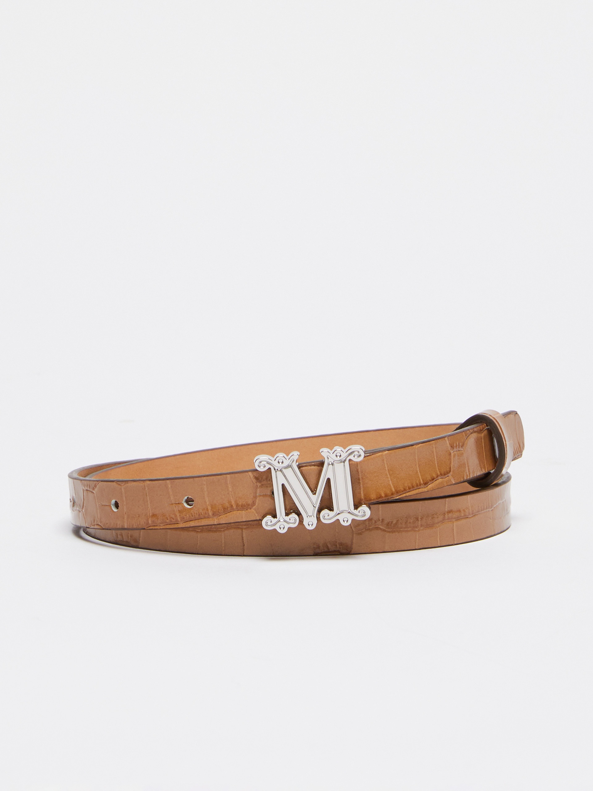 MGRAZIATA15CROC Crocodile-print leather Monogram belt - 1