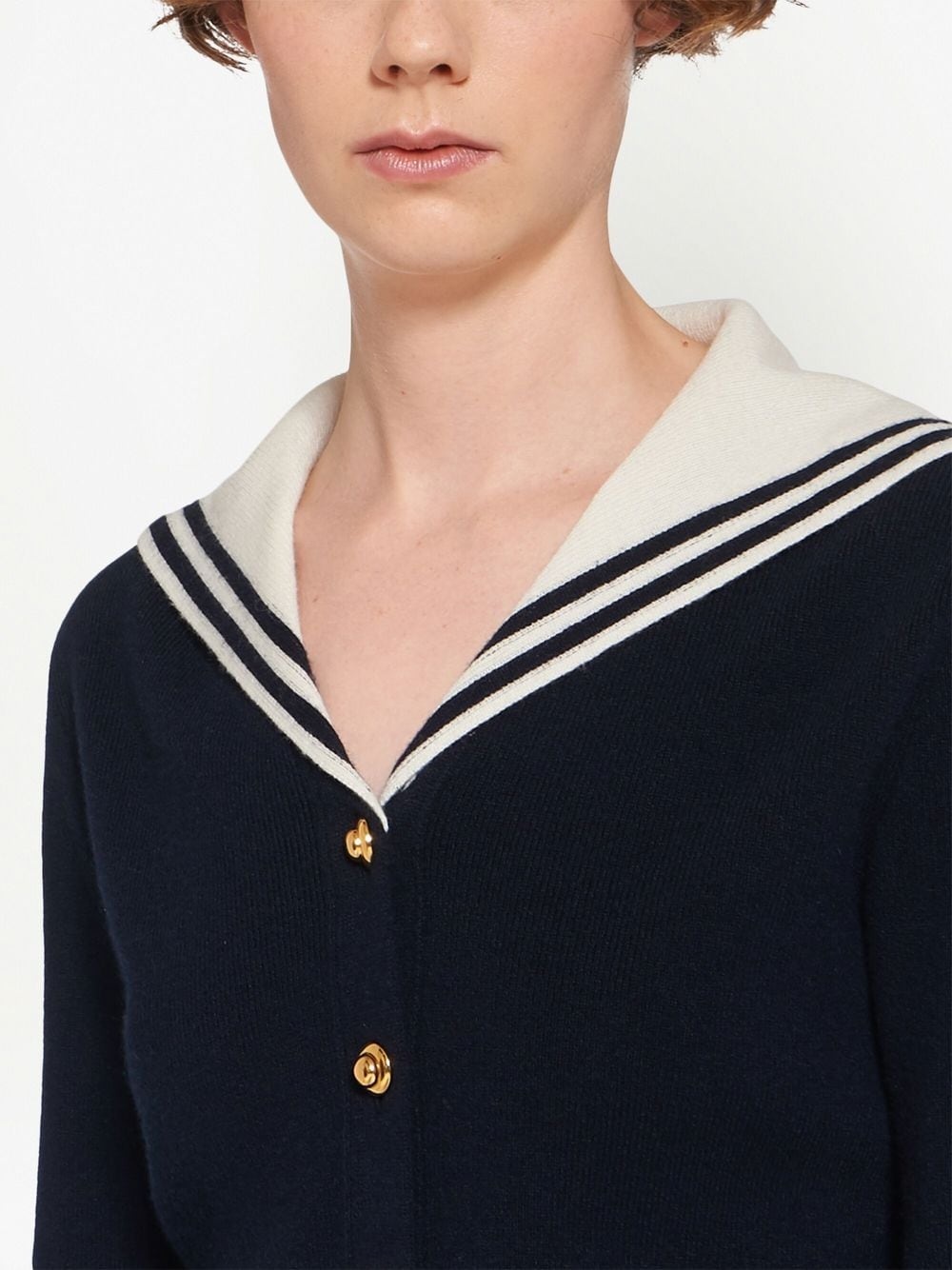 striped-edge cashmere cardigan - 5