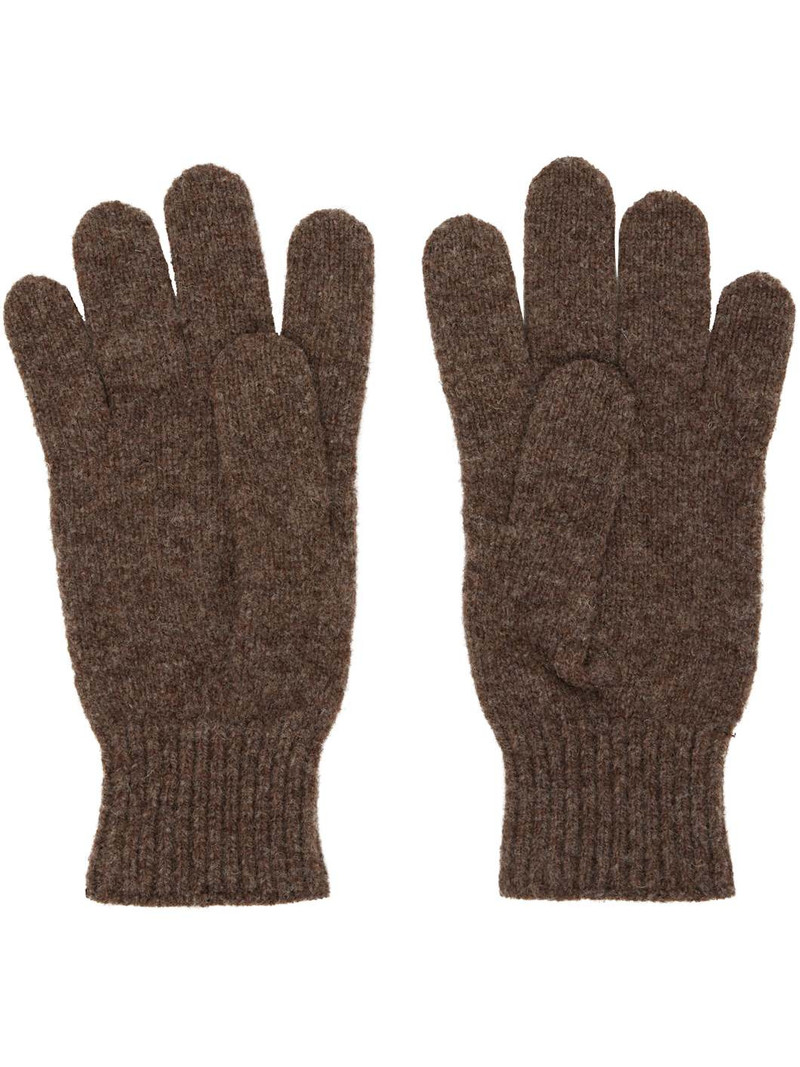BASERANGE Brown Ribbed Gloves outlook