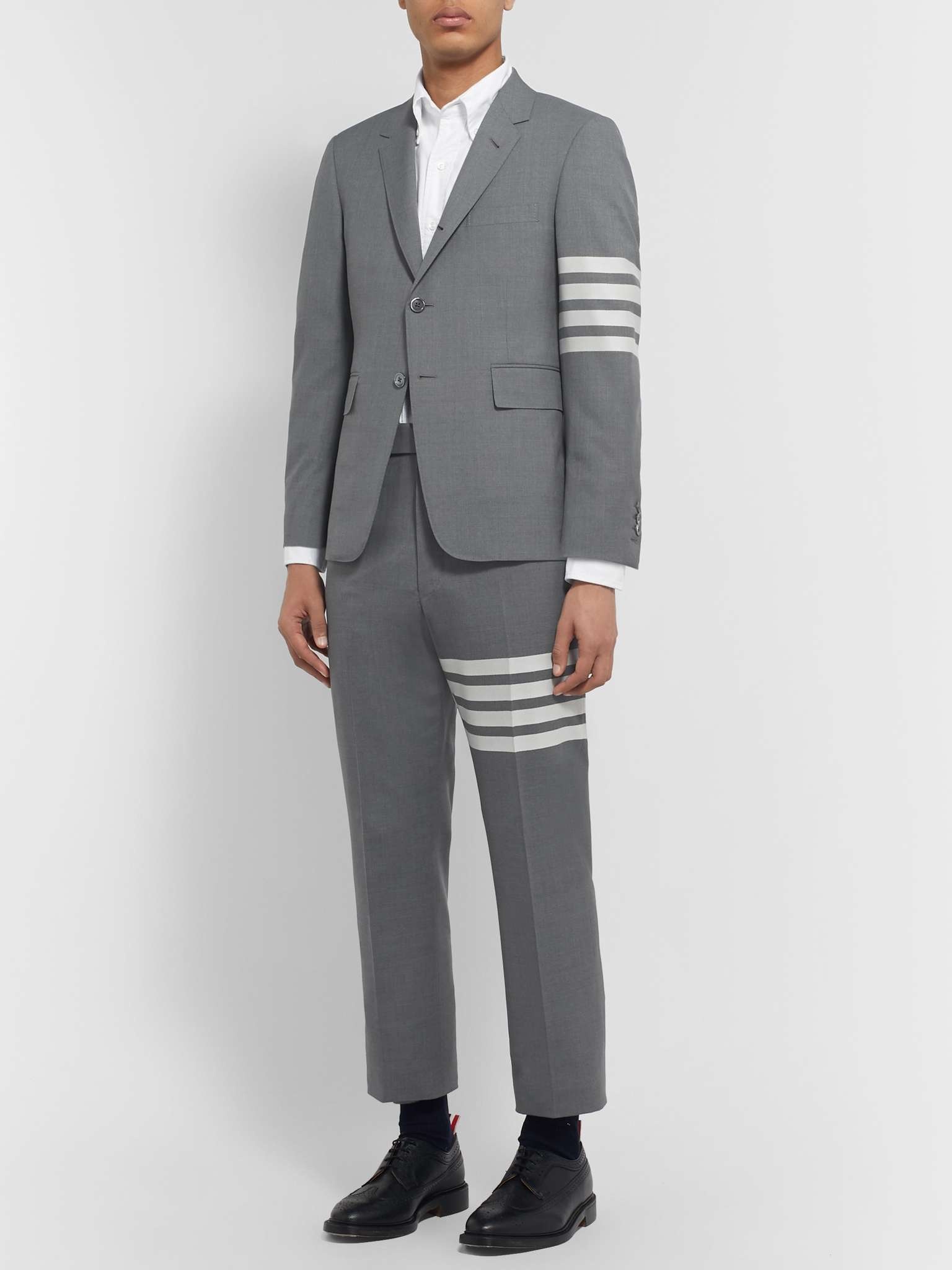 Grey Slim-Fit Tapered Striped Wool Suit Trousers - 2