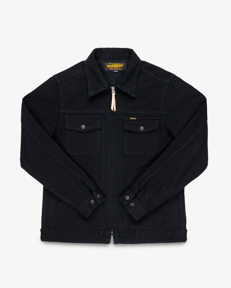 IHJ-123-OD 14OZ BROKEN TWILL SELVEDGE DENIM WORK JACKET - INDIGO OVERDYED BLACK 1