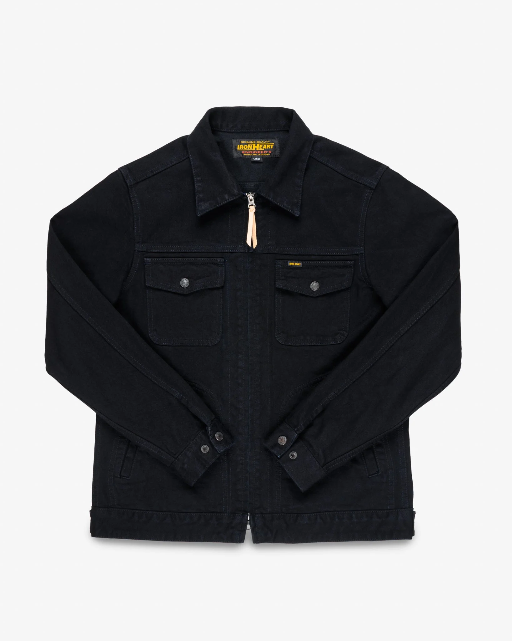 IHJ-123-OD 14OZ BROKEN TWILL SELVEDGE DENIM WORK JACKET - INDIGO OVERDYED BLACK - 1