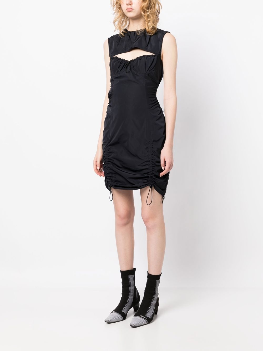 cut-out drawstring-detail mini dress - 4