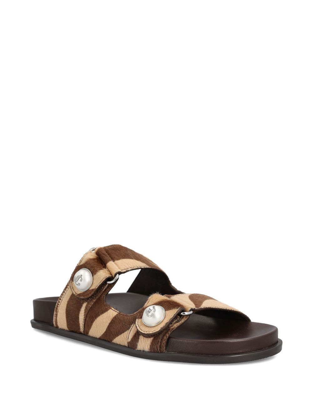 zebra-print button-detail sandals - 2