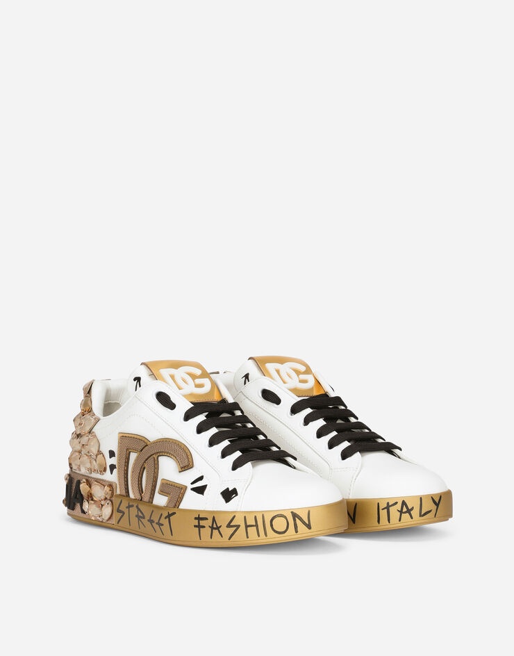Calfskin Portofino sneakers with embroidery - 2