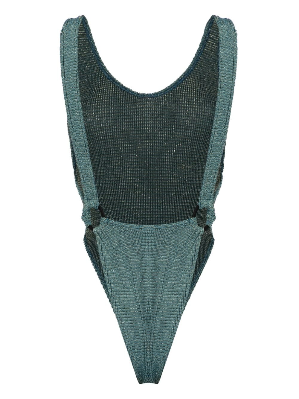 Alicia ring-detailing seersucker swimsuit - 2