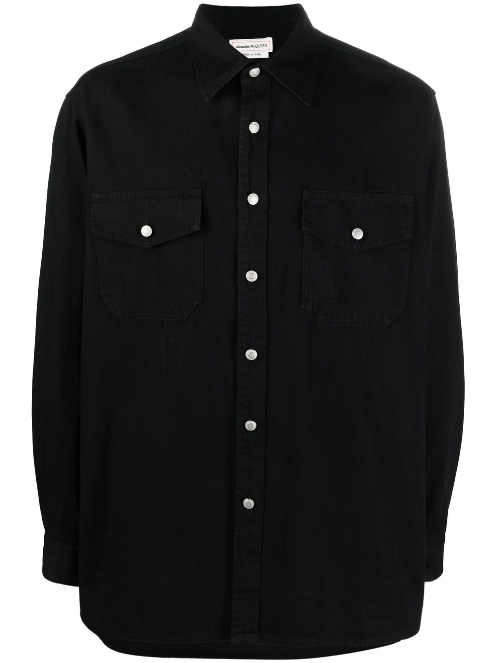 logo-patch oversize denim shirt - 1