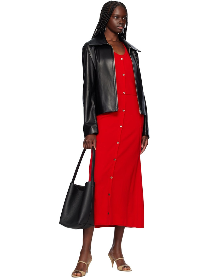 NOUR HAMMOUR Black Manen Minimalist Leather Jacket outlook