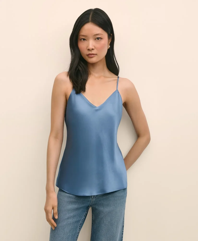 V-Neck Cami in Washable Silk Charmeuse - 1