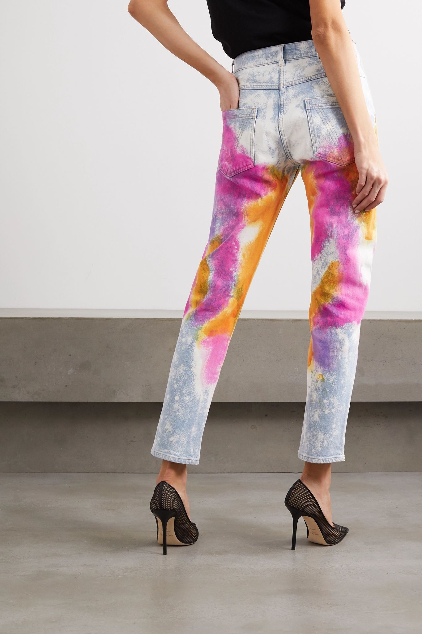 Tie-dyed high-rise straight-leg jeans - 4