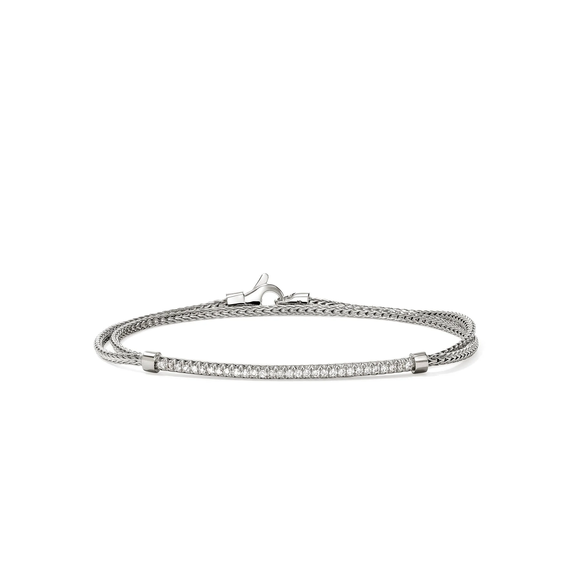 JH Essential Pavé Wrap Bracelet, Sterling Silver, Diamonds, 1.8MM - 1