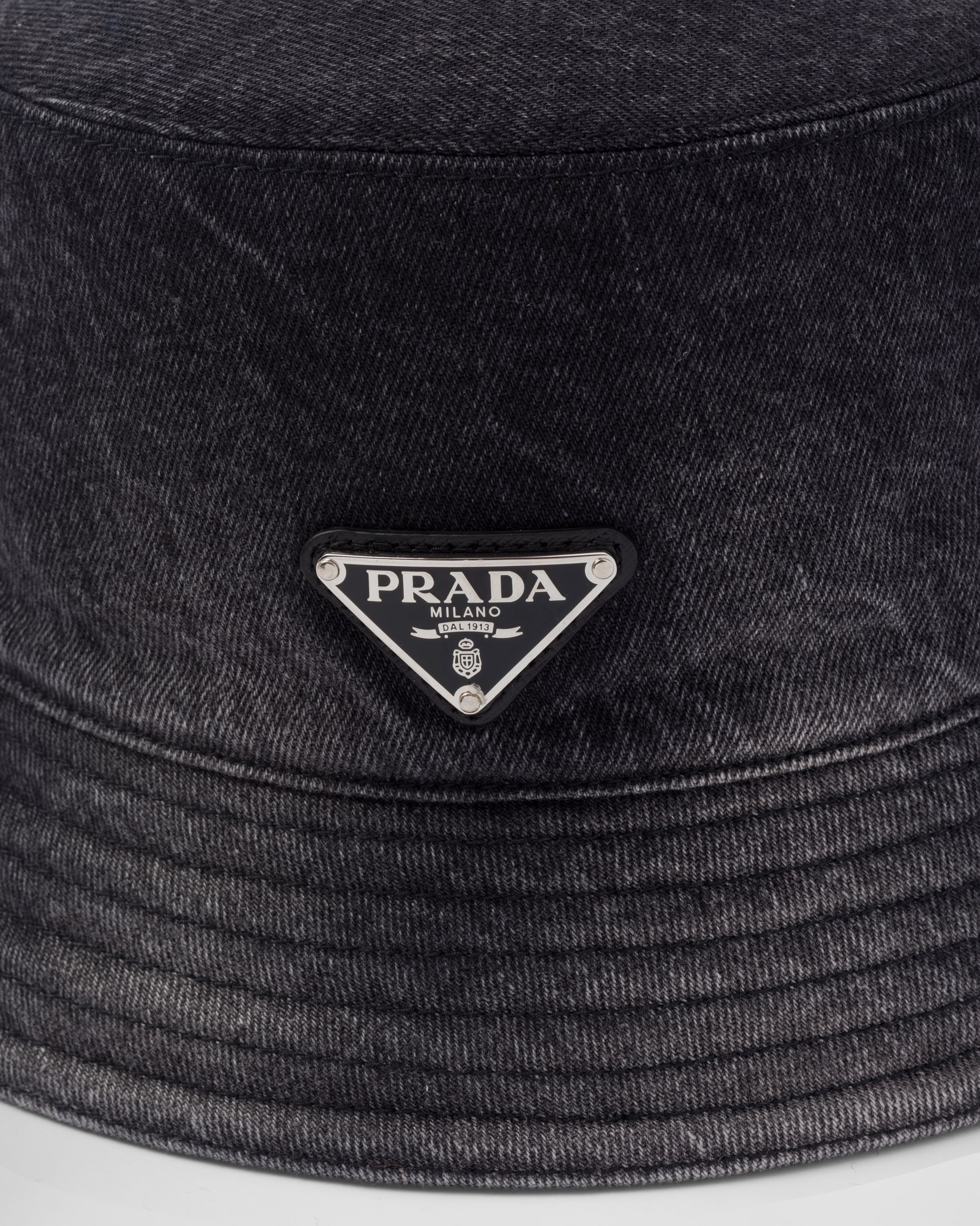 PRADA, Enamelled Metal Triangular Logo Quilted Bucket Hat, Men