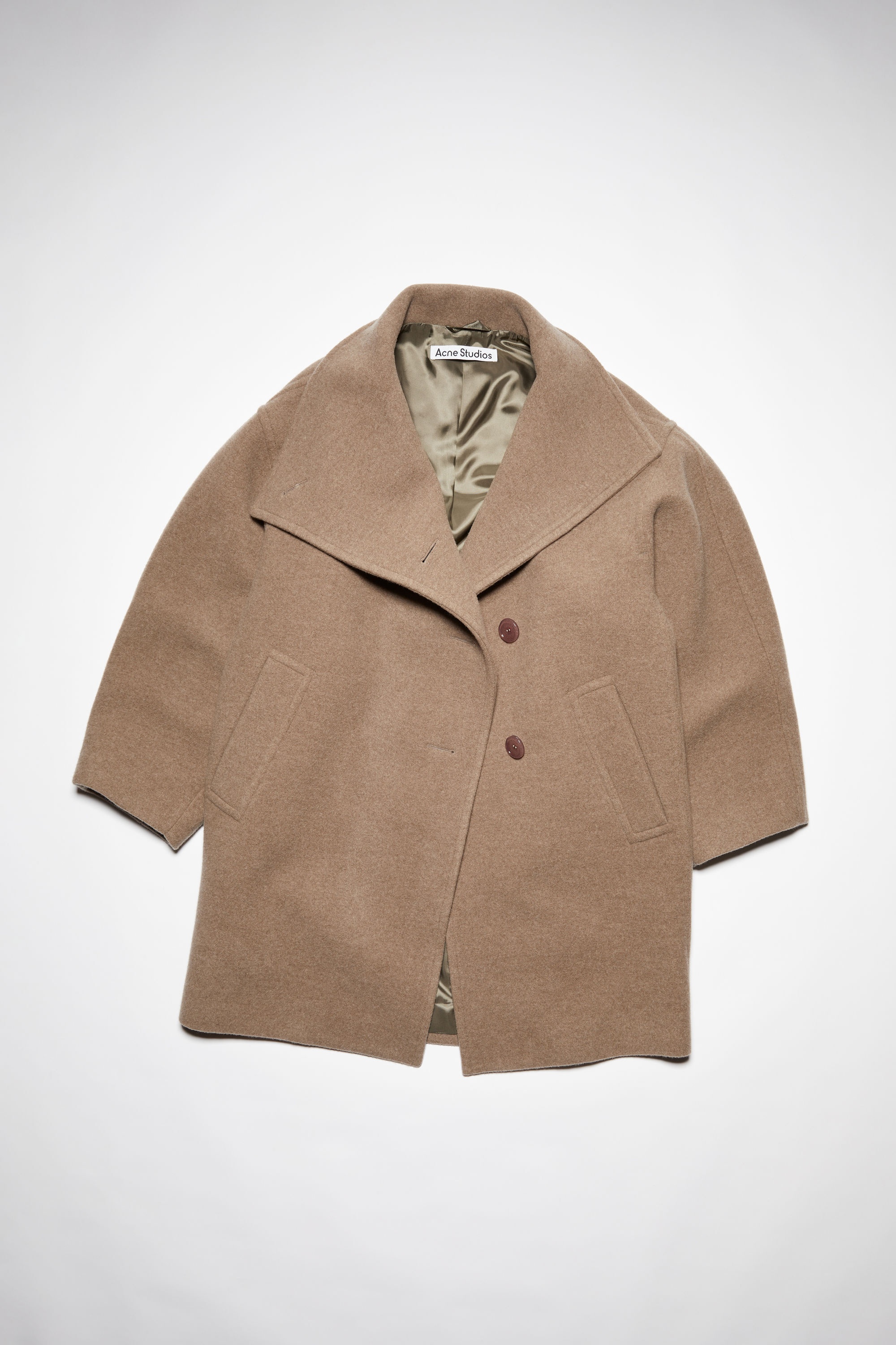 Wool funnel-neck coat - Light brown - 7