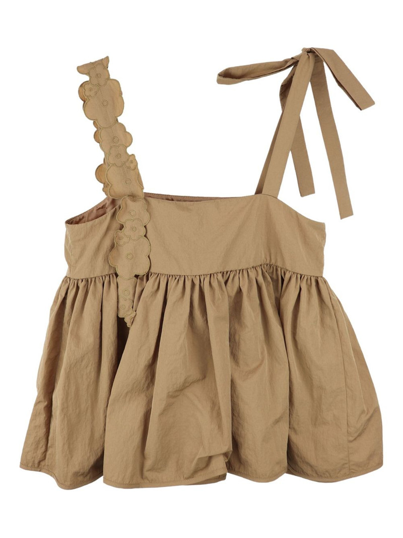 CECILIE BAHNSEN ruffled flower-embellished top outlook