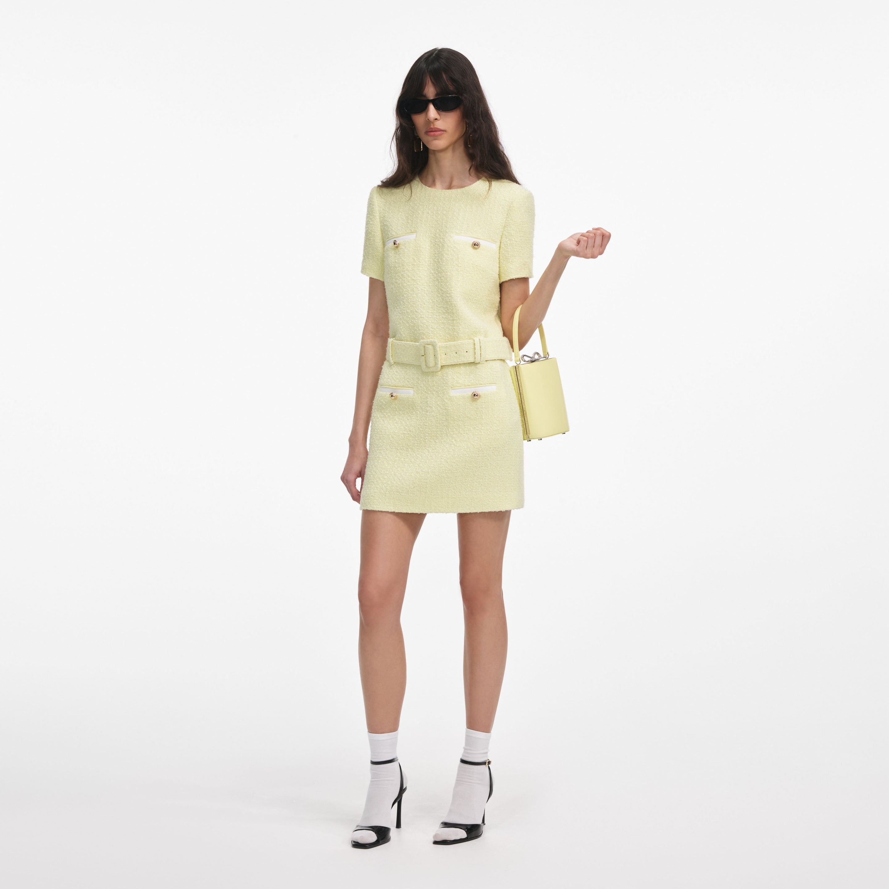 Yellow Boucle Mini Dress - 2