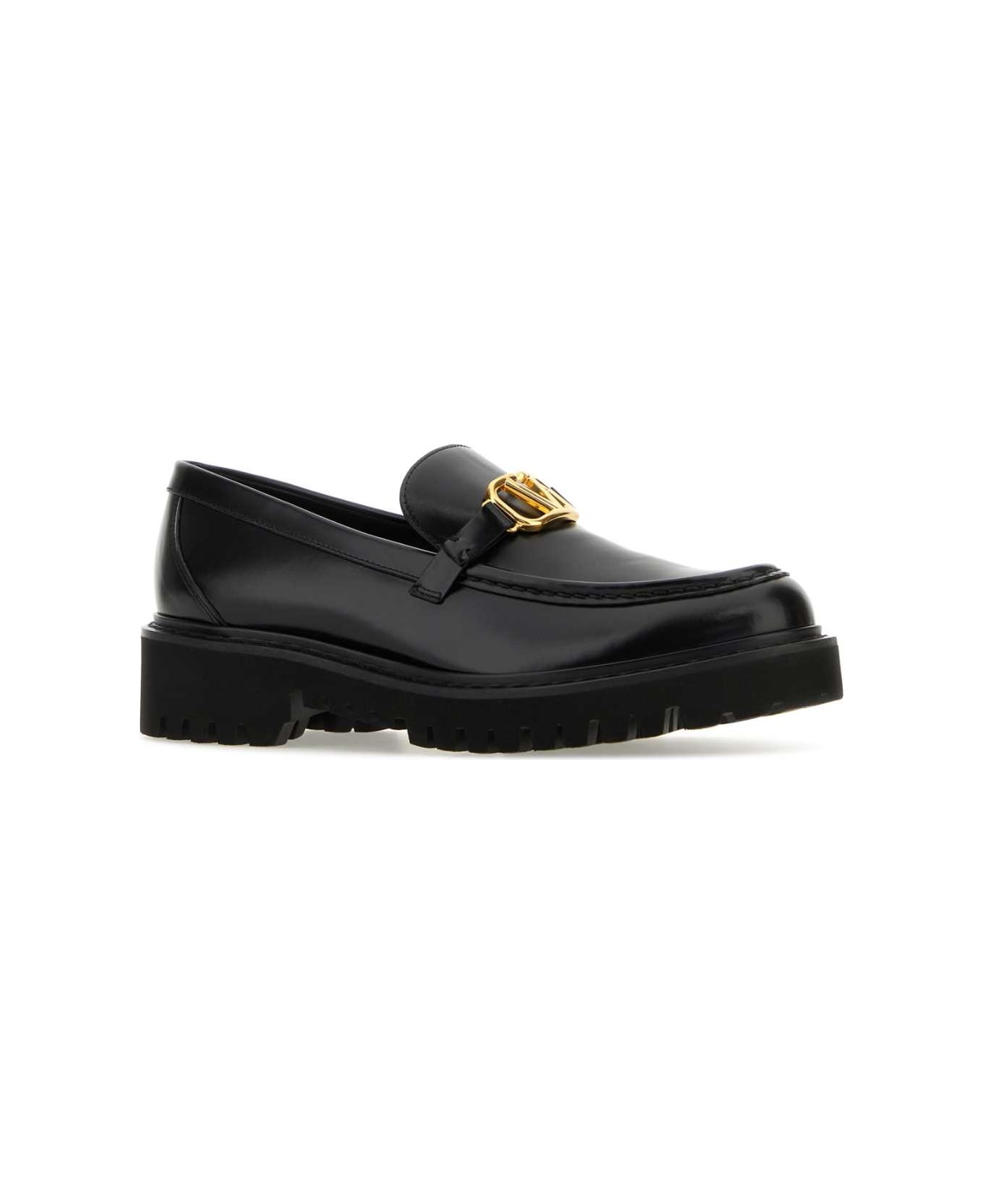 Black Leather Vlogo Loafers - 2