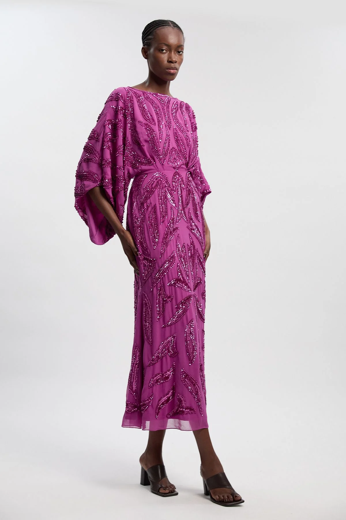 Kimono Sleeve Embellished Midaxi Dress - 1