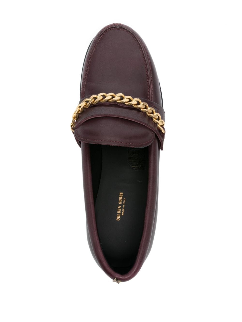 chain-link leather loafers - 4