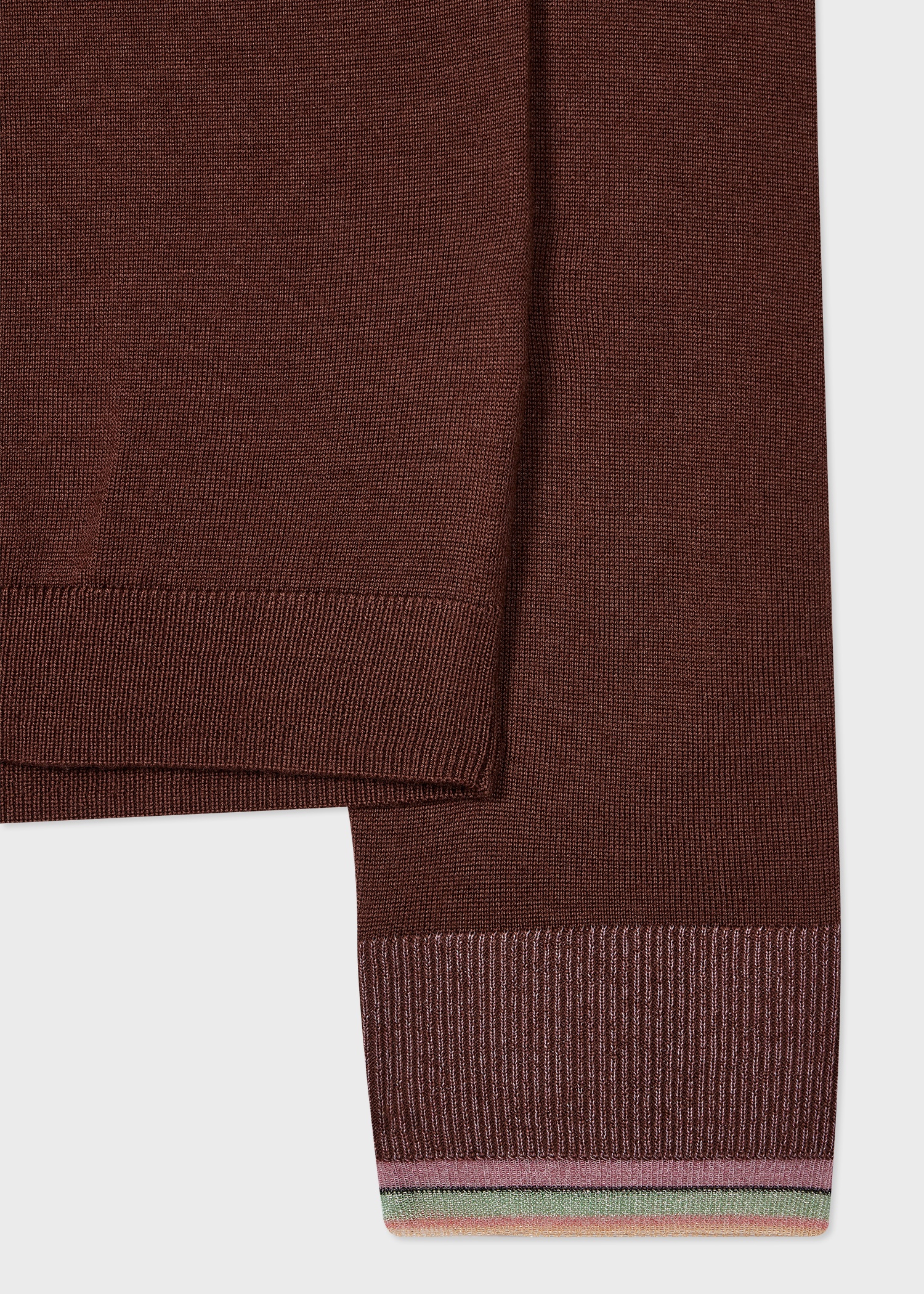 Women's Brown Knitted Crew Neck Sweater - 2