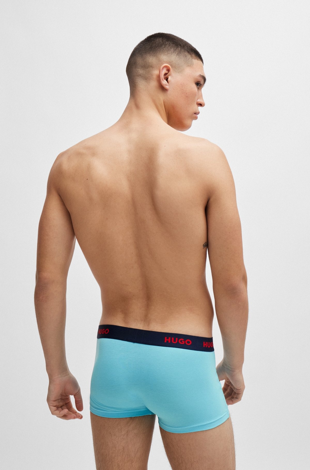 TRIPLE-PACK OF STRETCH-COTTON TRUNKS WITH LOGO WAISTBANDS - 3