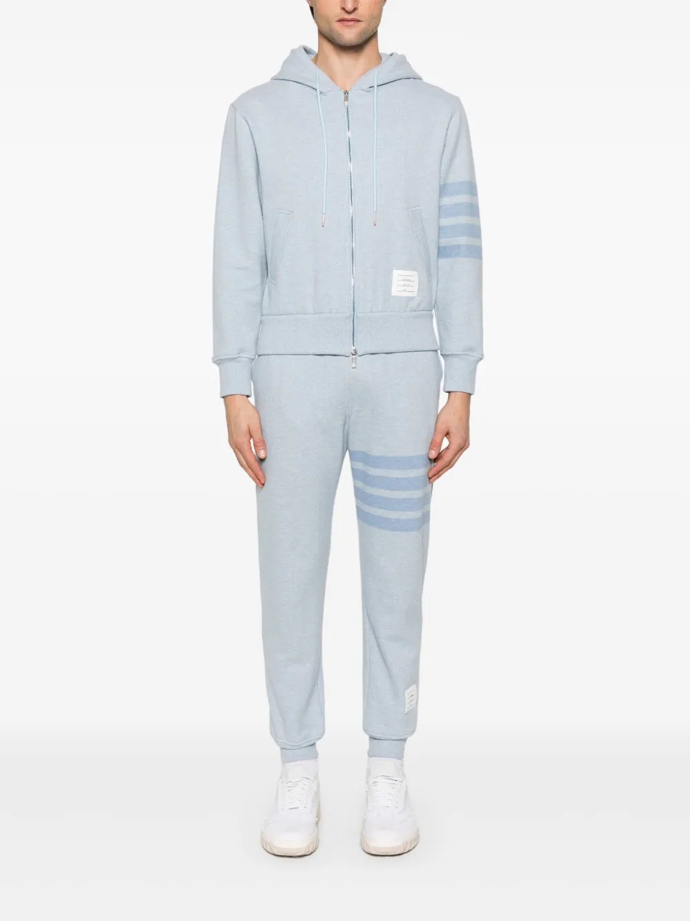 THOM BROWNE - Men Melange Brushed Loopback Zip Up Hoodie - 1