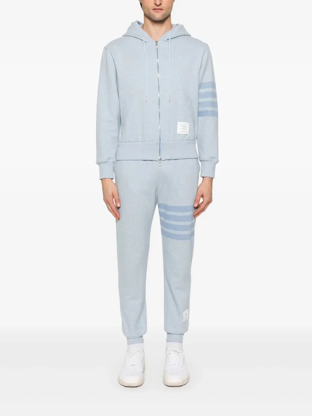 THOM BROWNE - Men Melange Brushed Loopback Zip Up Hoodie - 1