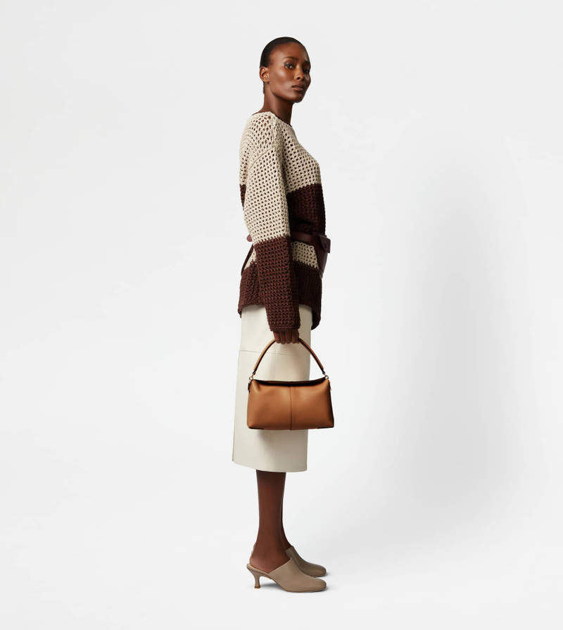 Tod's TOD'S T CASE SHOULDER BAG IN LEATHER MINI - BROWN outlook