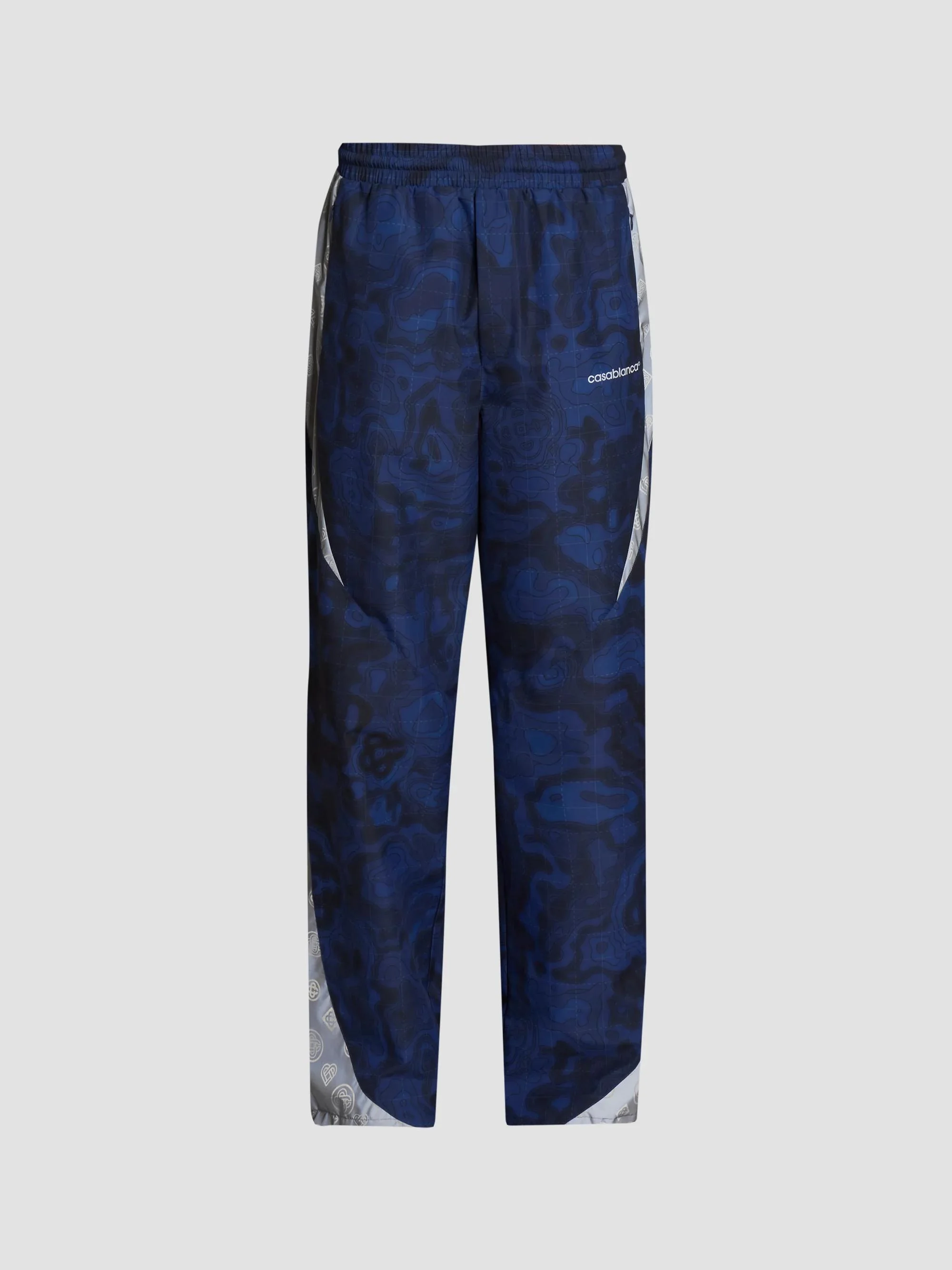 Men's Printed Wide-Leg Track Pants - Blue - 1
