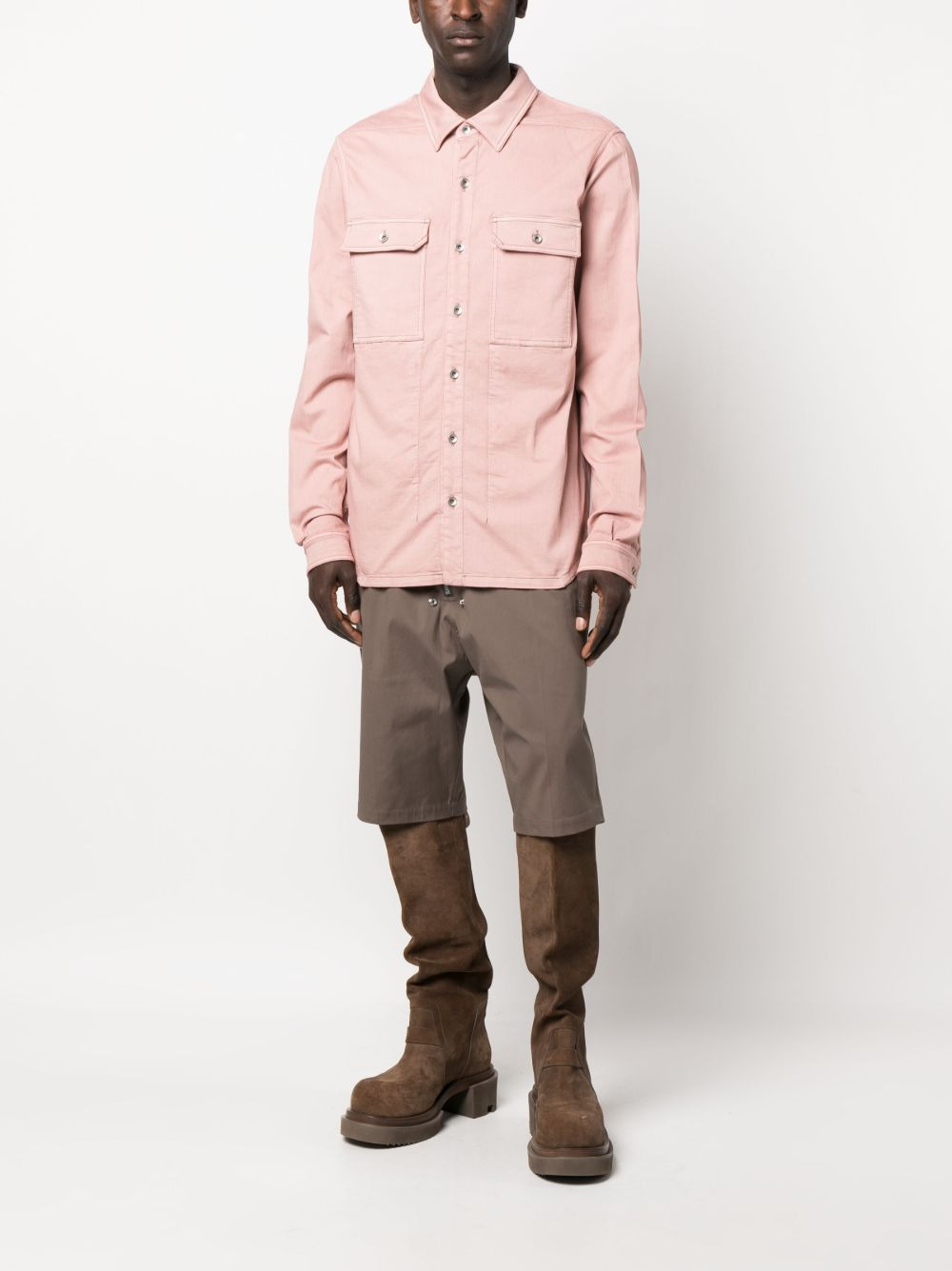 cotton-blend long-sleeved overshirt - 2