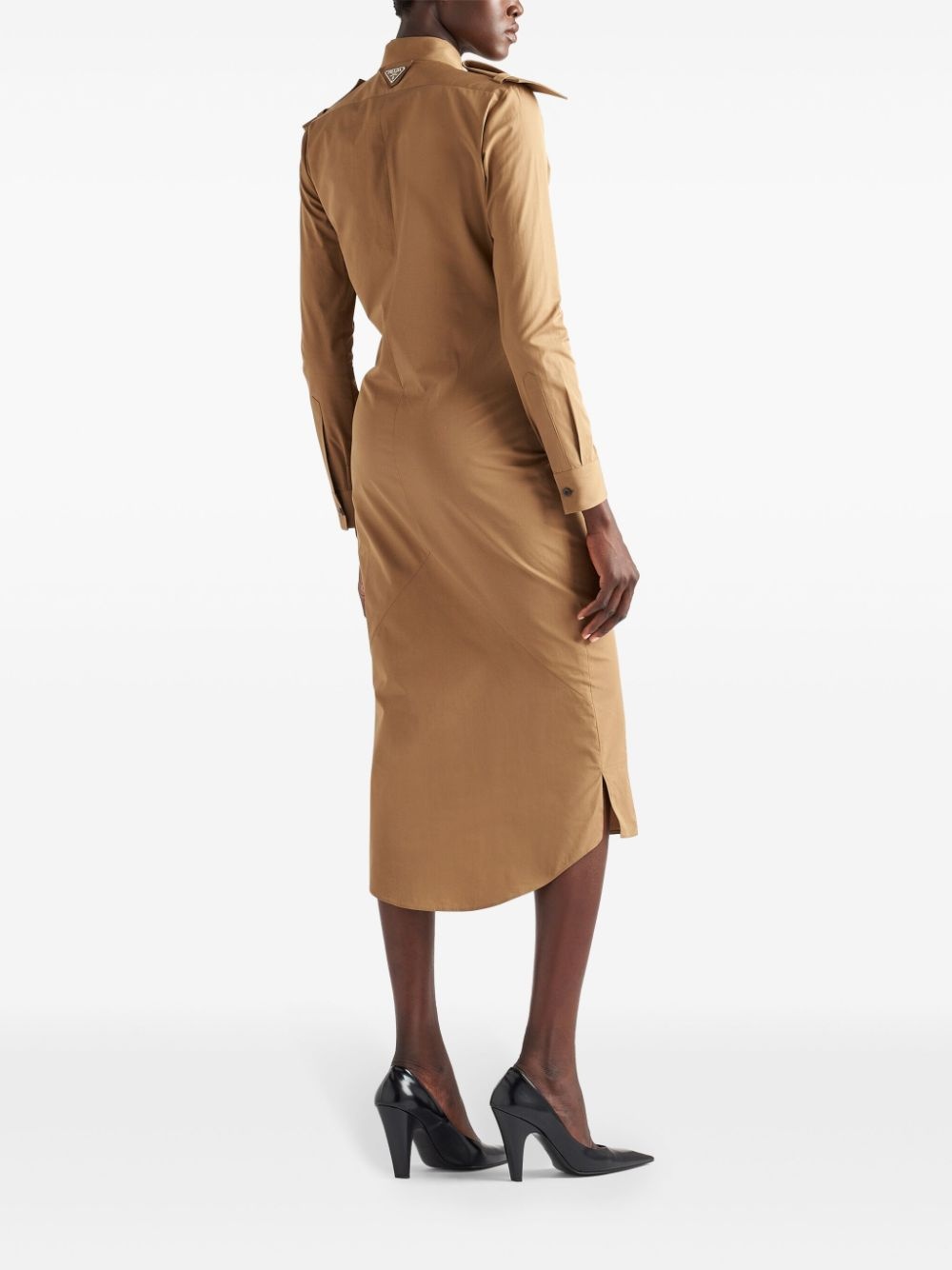 triangle-logo cotton shirtdress - 3