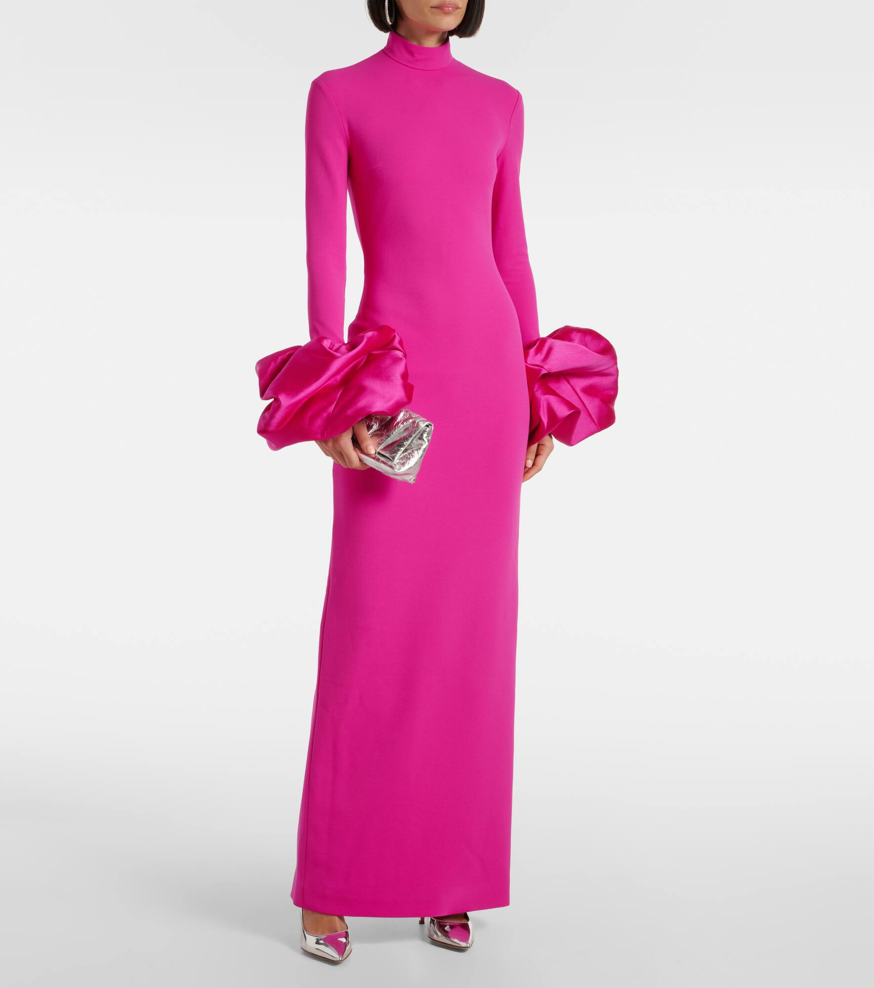 Viviana satin-trimmed crêpe gown - 2
