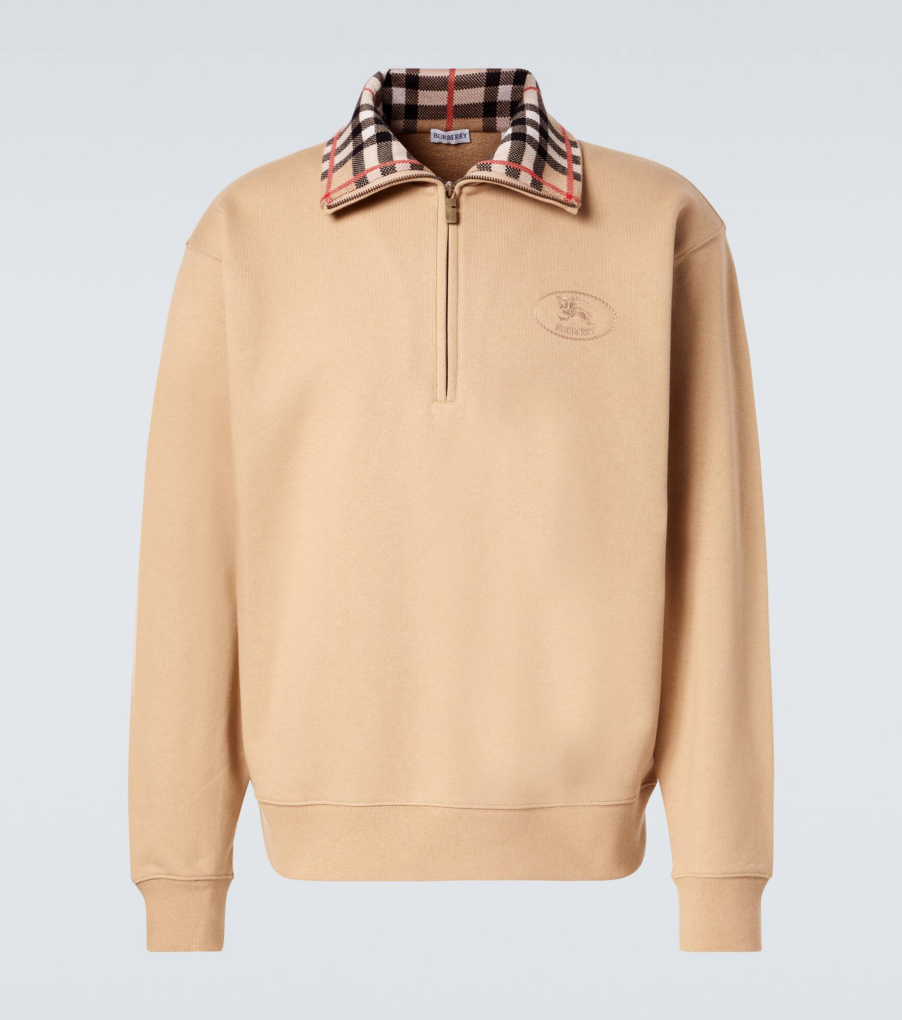 Burberry Check cotton jersey half-zip sweatshirt - 1