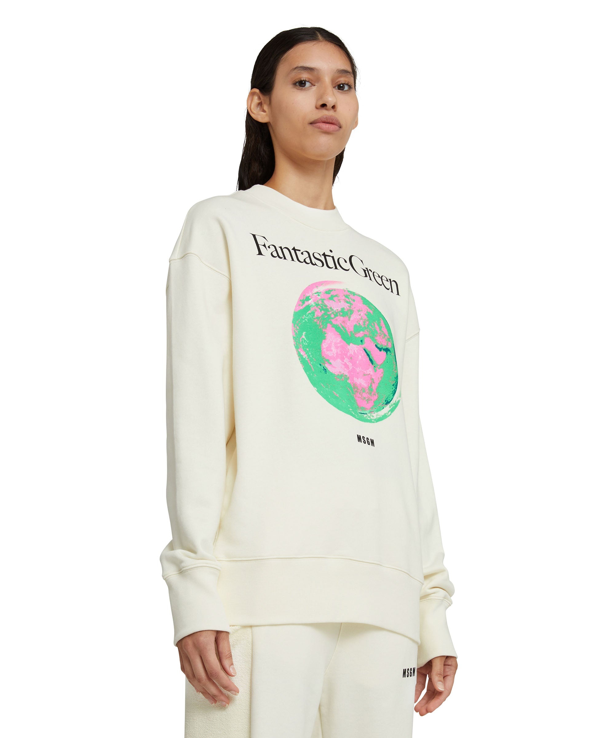 Organic cotton crewneck sweatshirt from the MSGM Fantastic Green Capsule - 8