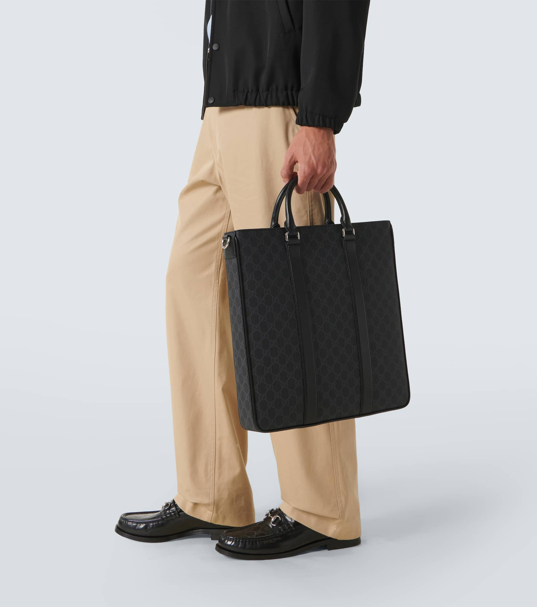GG Supreme Medium leather-trimmed tote bag - 2