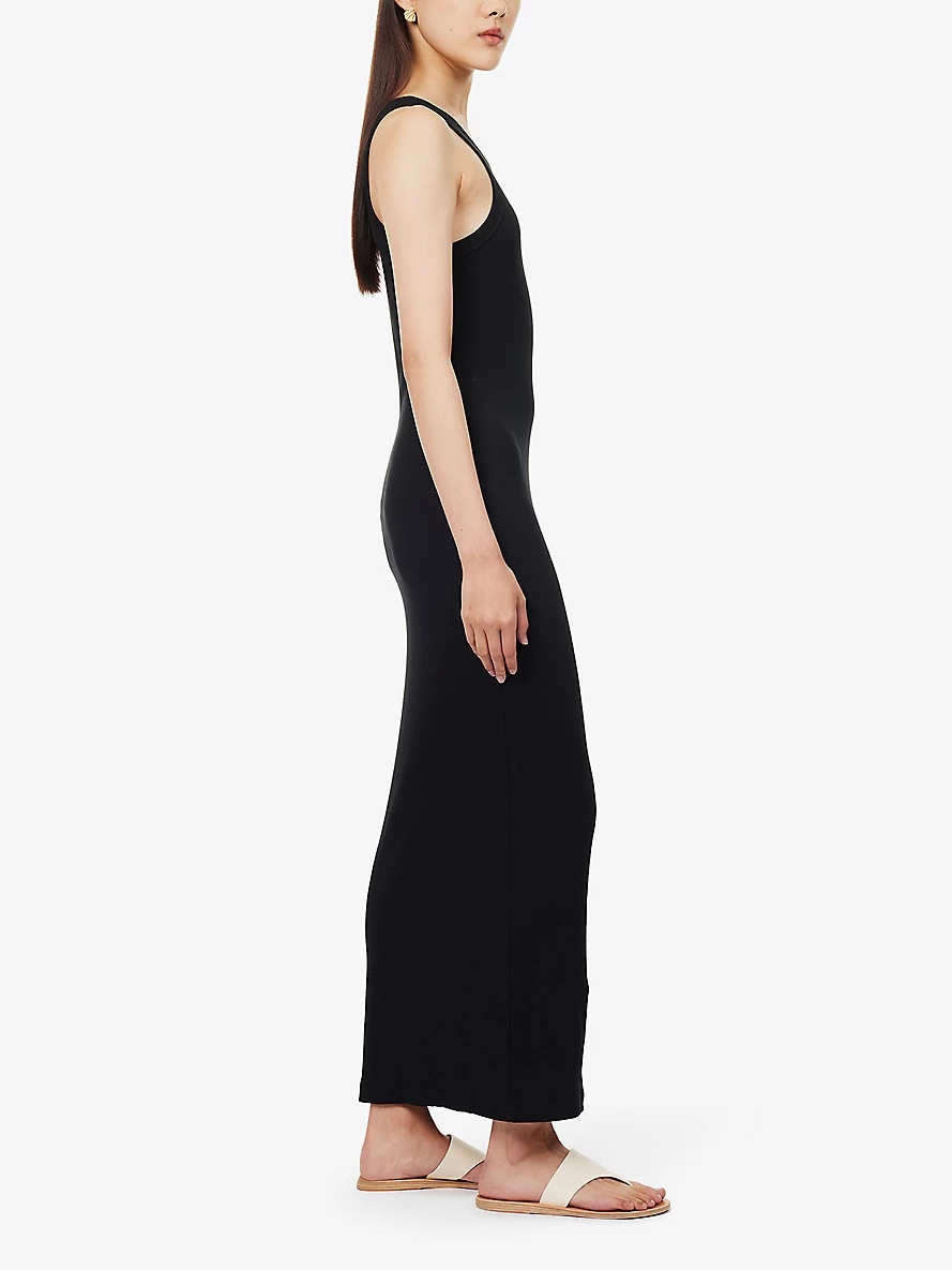 Slim-fit scoop-neck organic-cotton blend stretch-jersey midi dress - 3