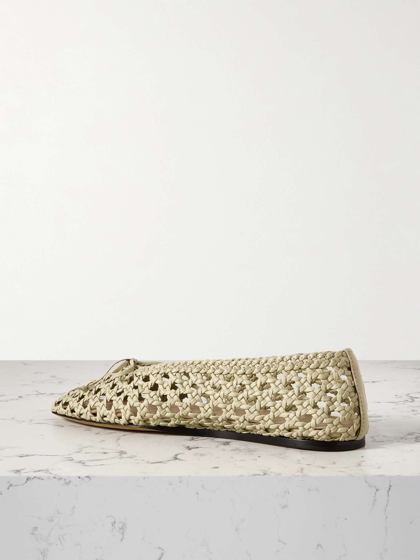 Regency bow-embellished woven leather ballet flats - 3