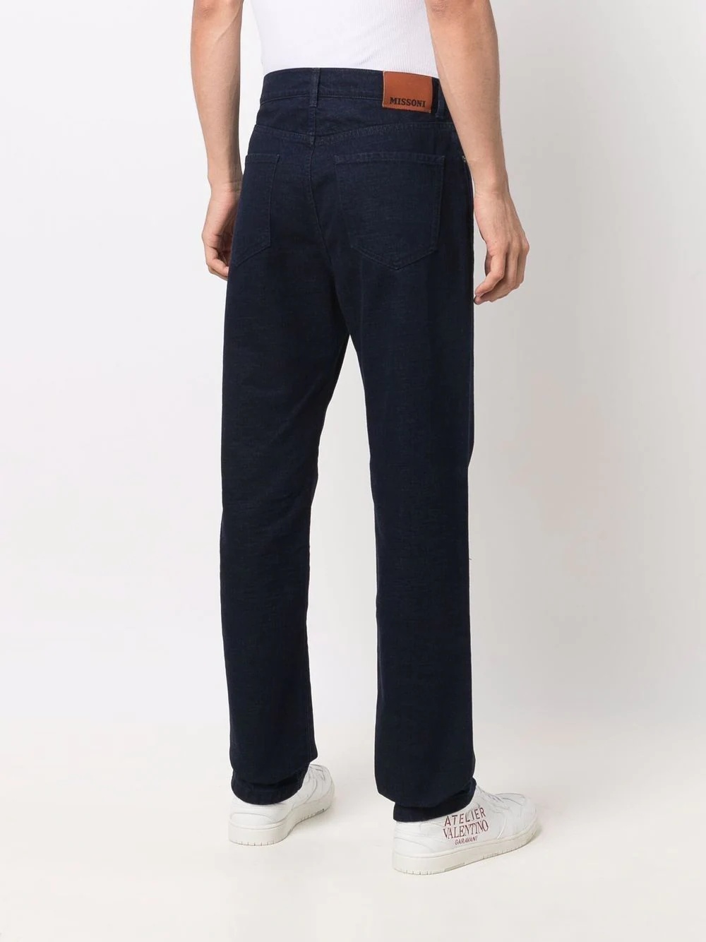 logo-patch straight-leg trousers - 4