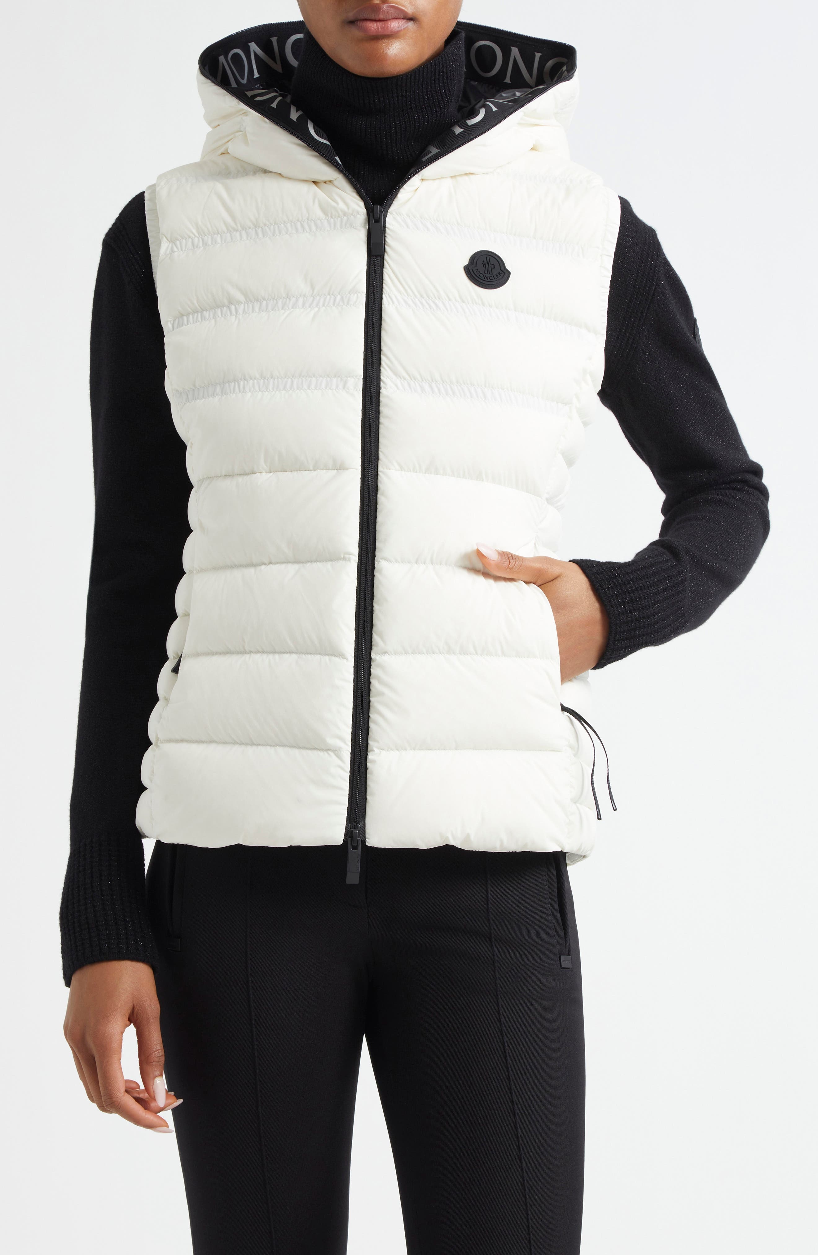 Moncler Aliterse Down Hooded Vest in Silk White at Nordstrom - 1