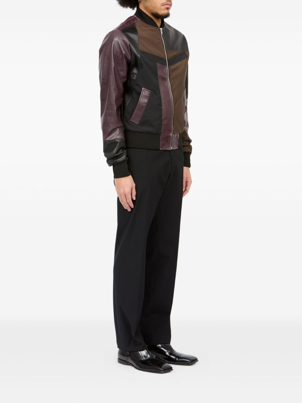 leather-paneled bomber jacket - 3