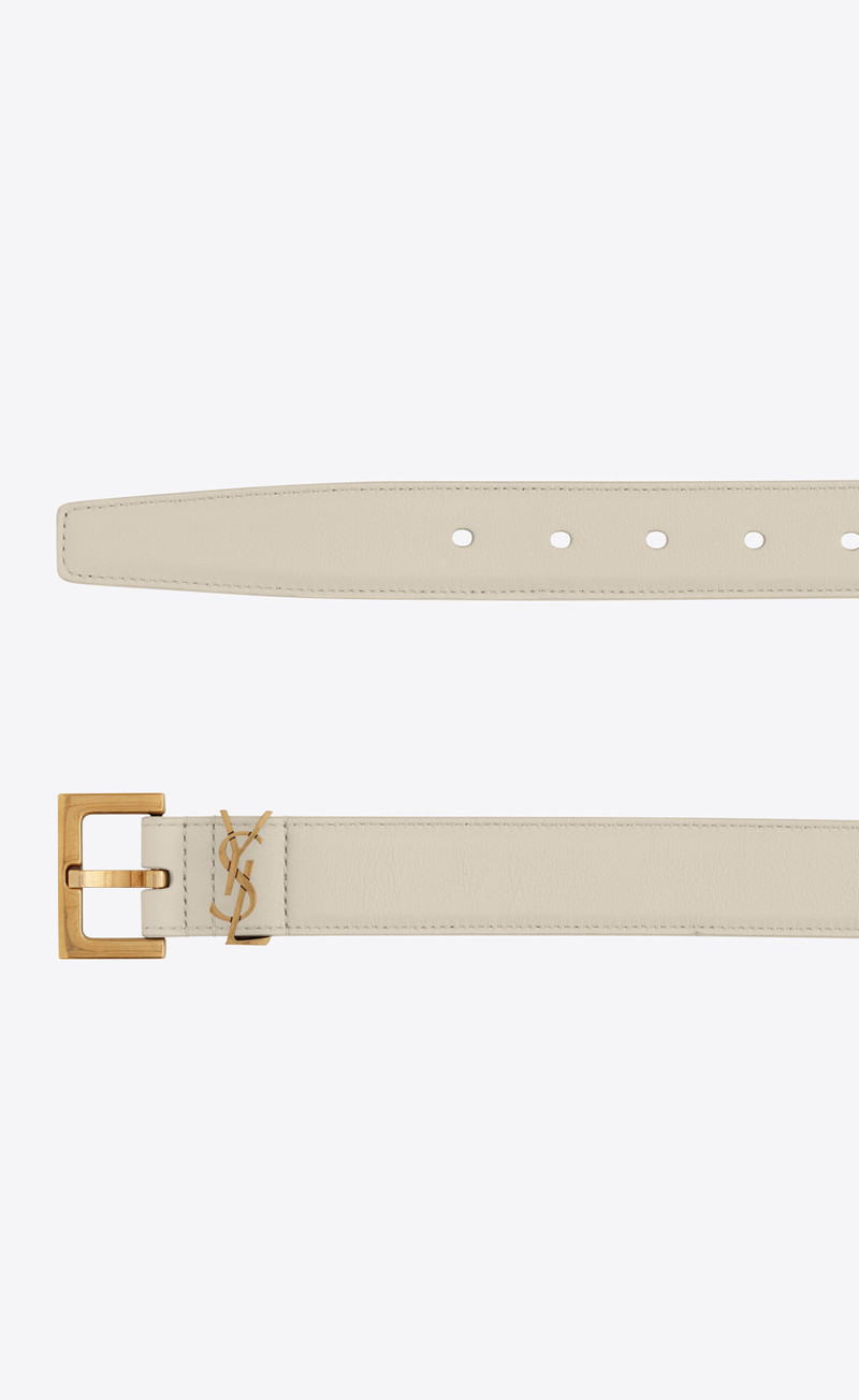 SAINT LAURENT monogramme belt with square buckle in shiny box saint laurent leather outlook