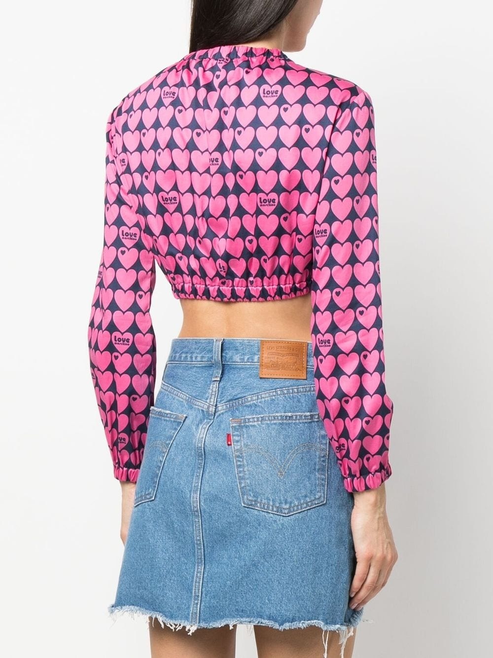 heart-print cropped blouse - 4