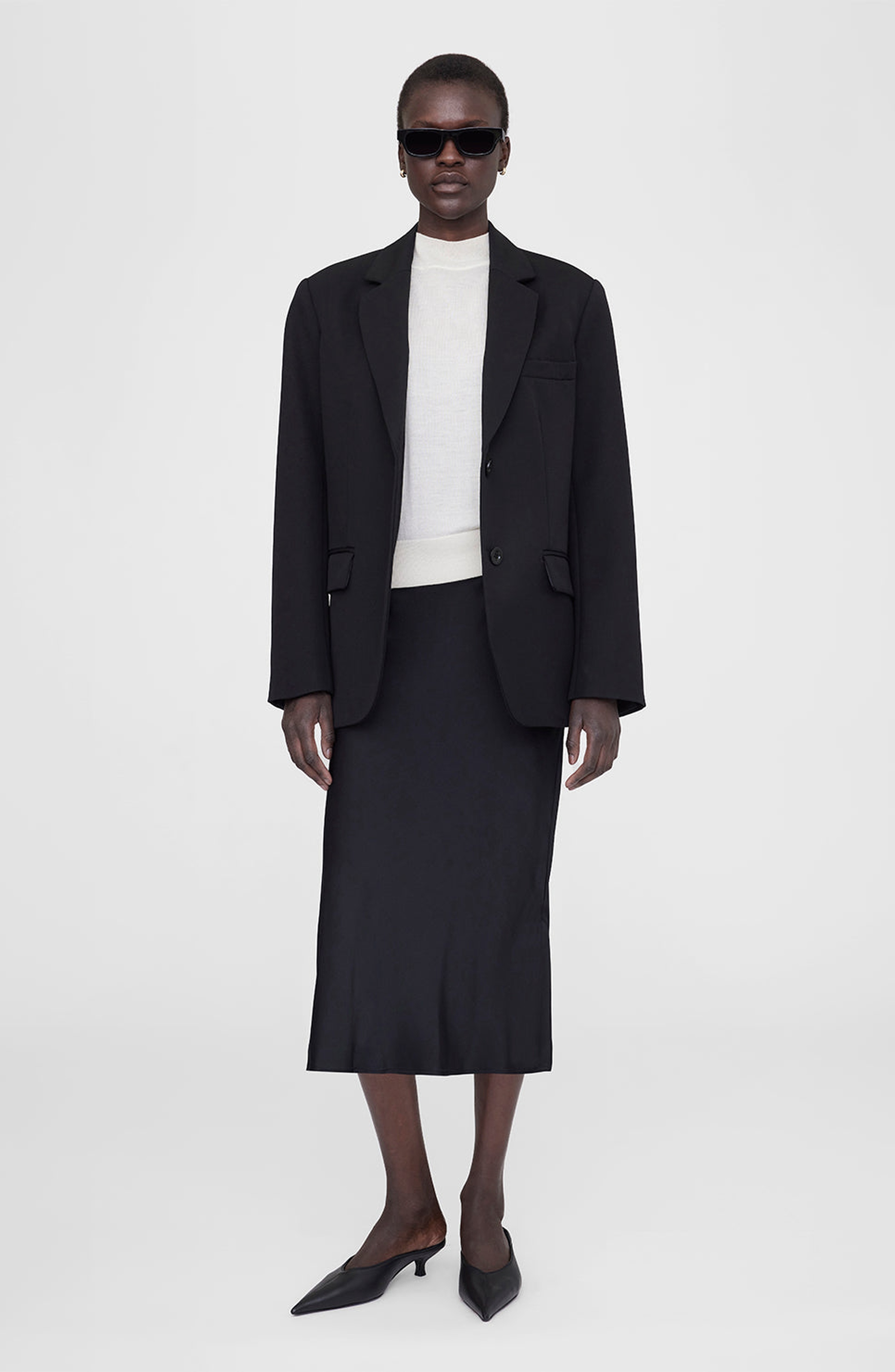 ANINE BING Bar Silk Skirt in Black at Nordstrom - 2