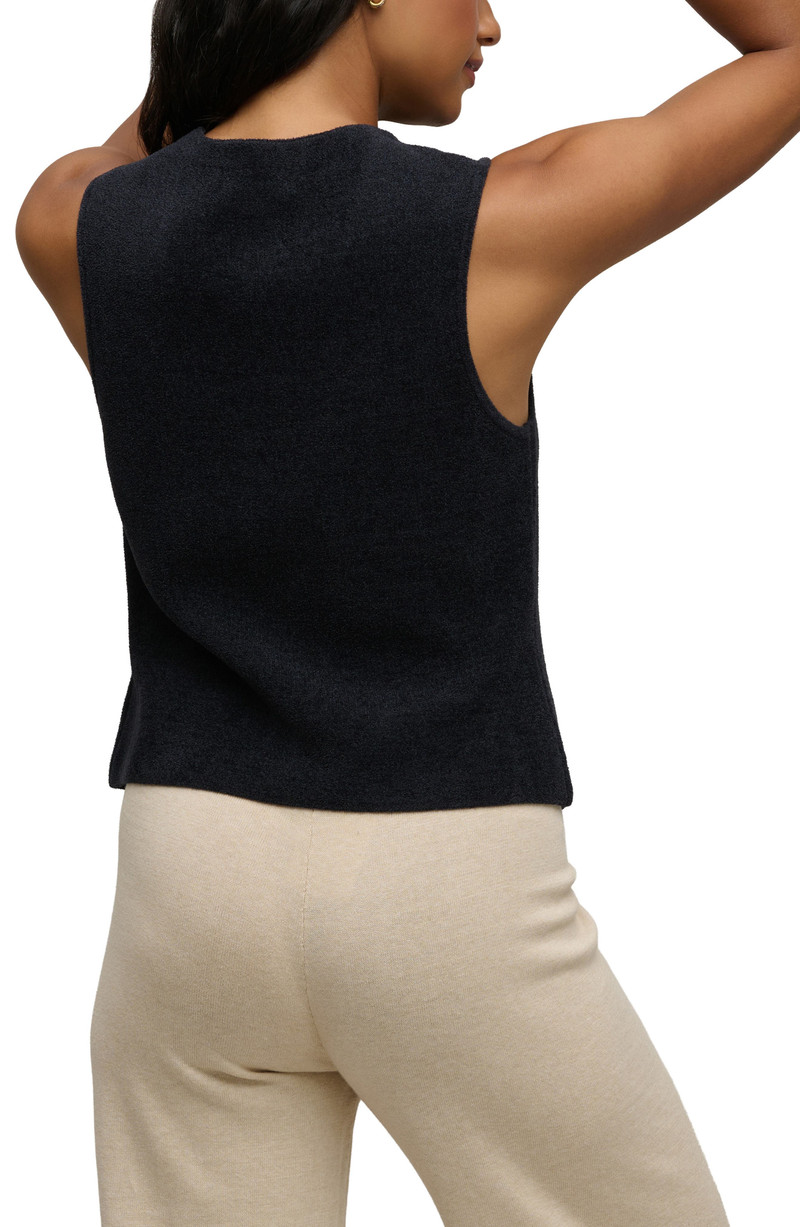 Barefoot Dreams barefoot dreams CozyChic Ultra Lite® Button Front Vest in Black outlook