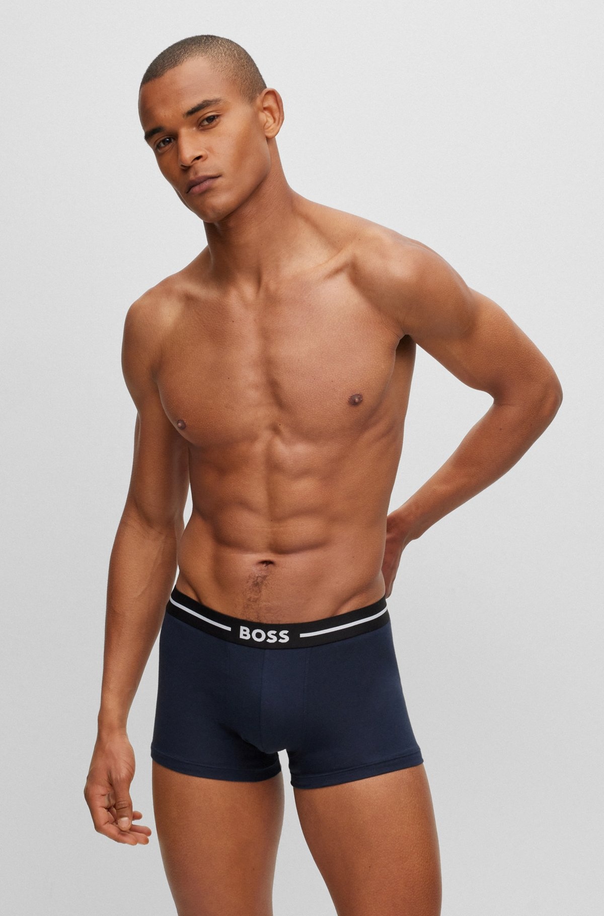 THREE-PACK OF STRETCH-COTTON TRUNKS WITH LOGO WAISTBANDS - 7