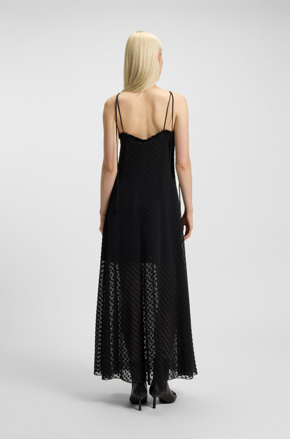 SPAGHETTI-STRAP DRESS WITH DEVORÉ DOT PATTERN - 4