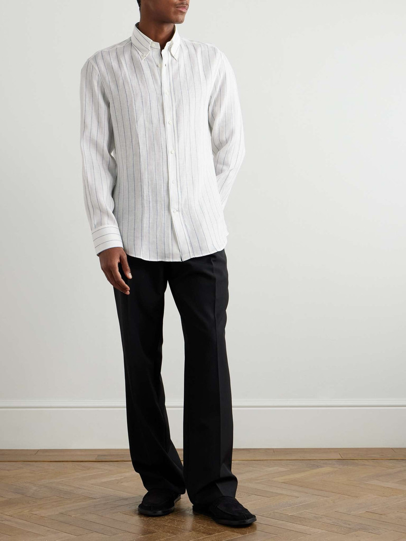 Brunello Cucinelli Button-Down Collar Striped Linen Shirt outlook